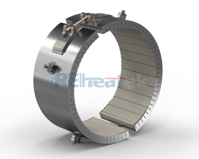 2 Piece Ceramic Band Heater with Threaded Terminals at Opposite Sides